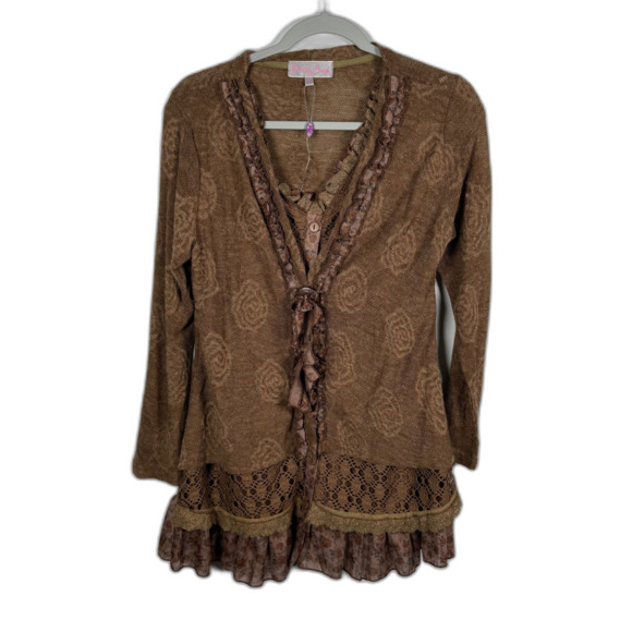 Pretty Angel Sweaters - Pretty Angel Top Long Sleeve Fairy Romantic Lagenlook Lace Size M